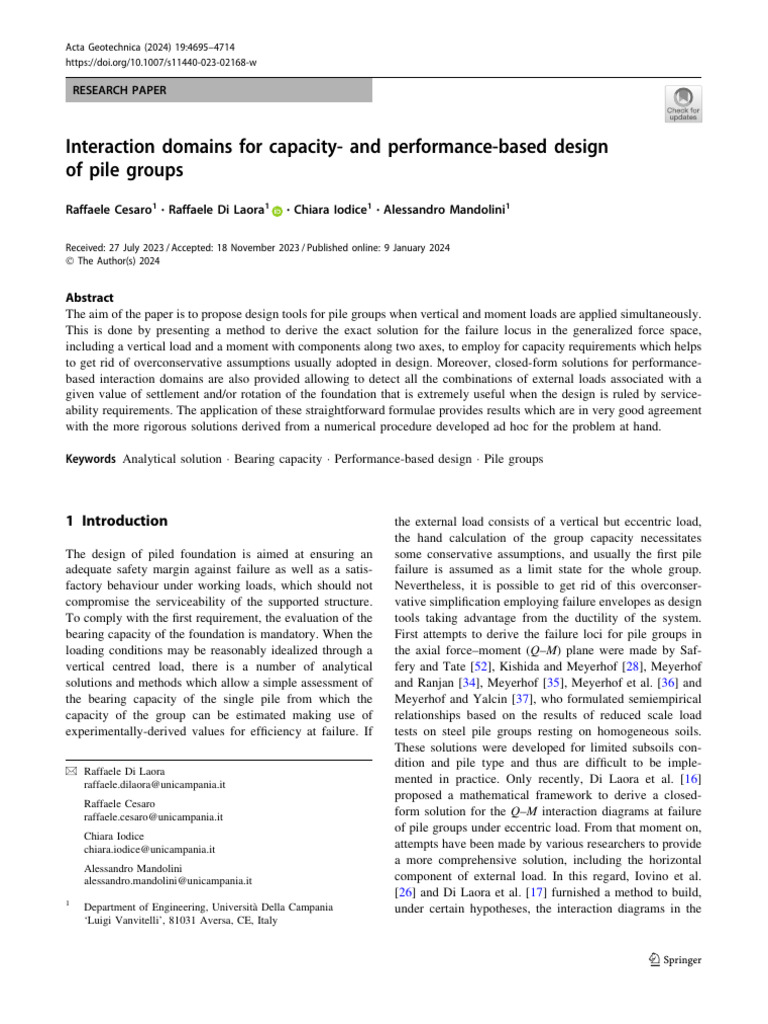 Interaction Domains For Capacity-And Performance-Based Design of Pile ...