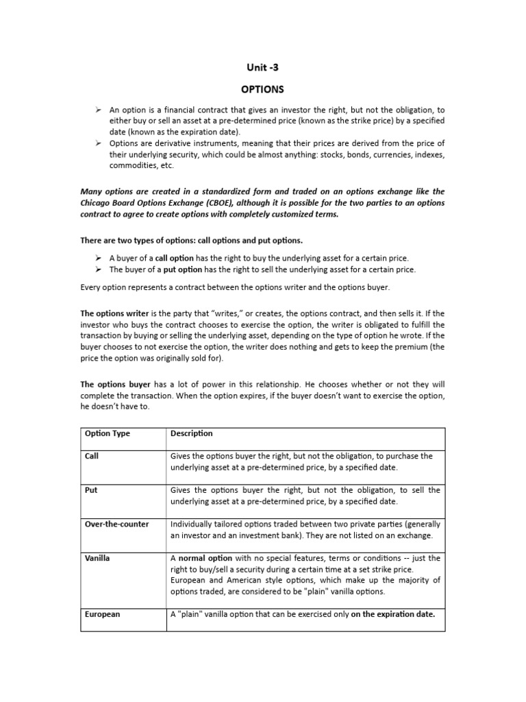 Understanding Options and Their Types | PDF | Option (Finance ...