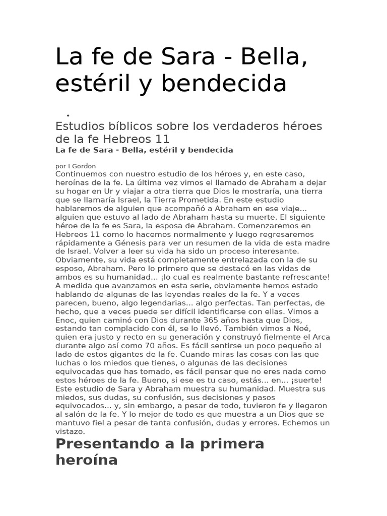 La fe y vida de Sara en la Biblia | PDF | Abrahán | Sarah