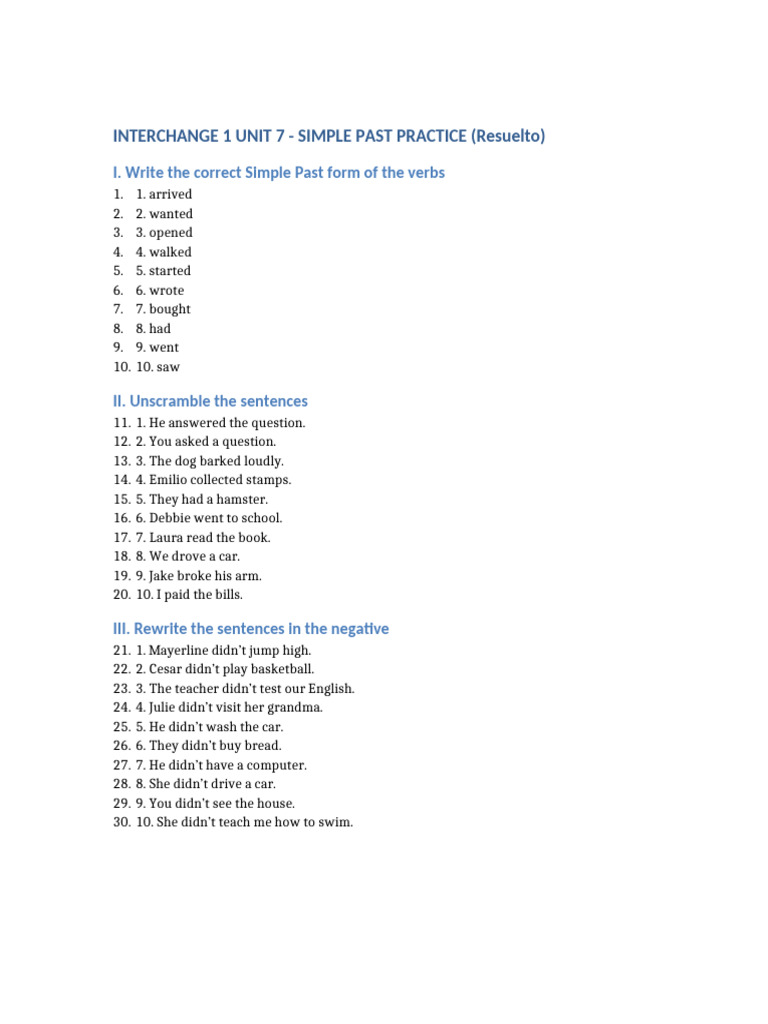 Simple Past Practice Exercises | PDF