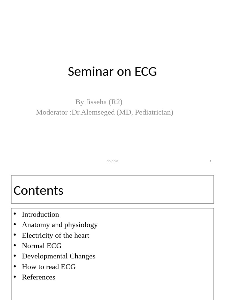 Seminar On ECG by Dolphin | PDF | Electrocardiography | Cardiac Muscle
