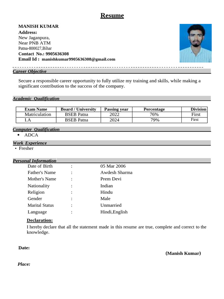 CV 1 | PDF