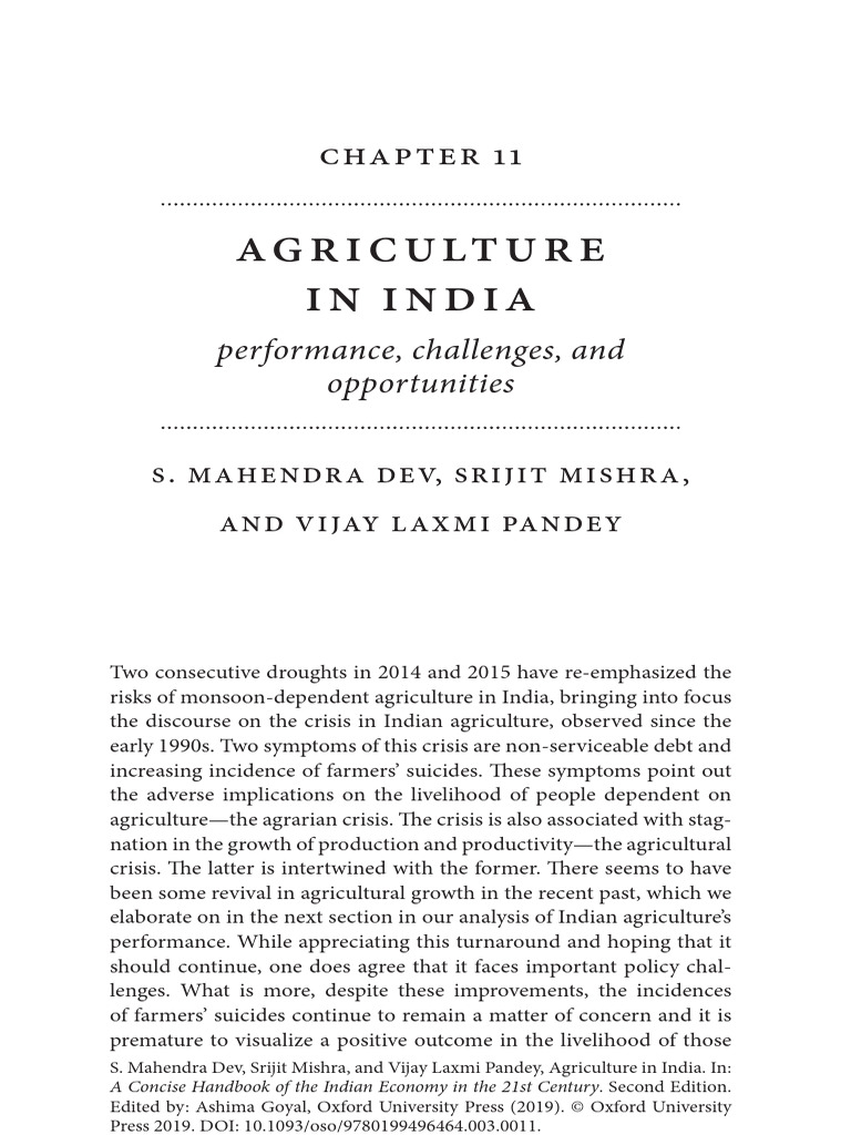 Indian Agriculture: Crisis and Revival | PDF | Smallholding | Agriculture