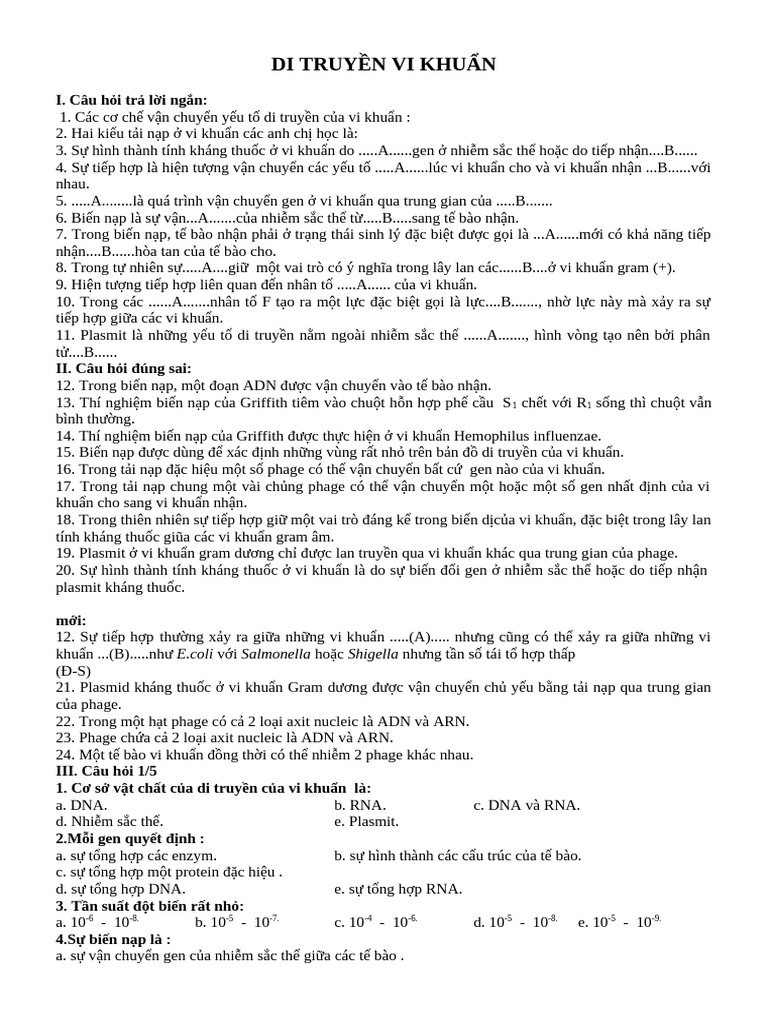 vs 03 di truyền vi khuẩn | PDF