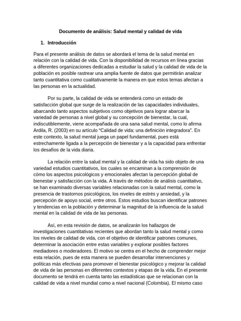 Salud Mental y Calidad de Vida en Argentina | PDF | Salud mental | Mente