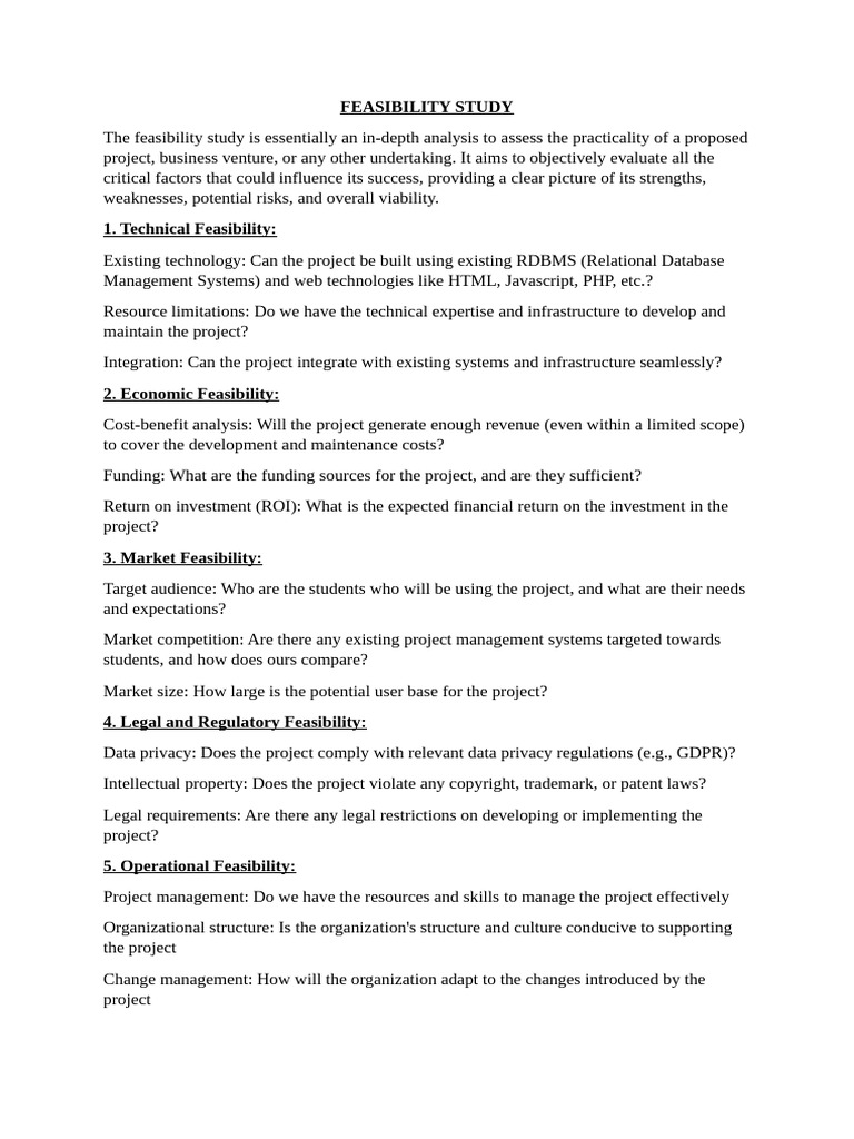 FEASIBILITY STUDY | PDF