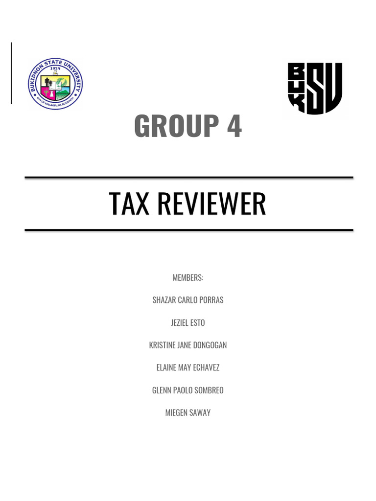 Group 4 Reviewer | PDF | Taxes | Public Law