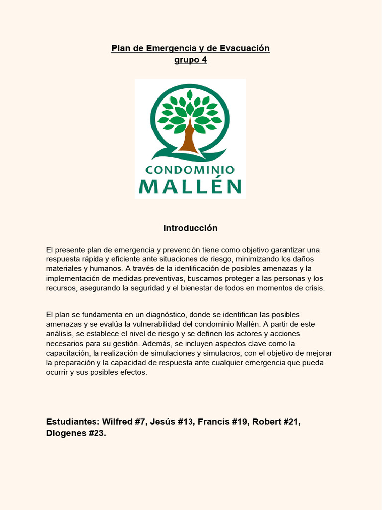 Plan de Emergencia y Evacuación | PDF | Valores | Riesgo