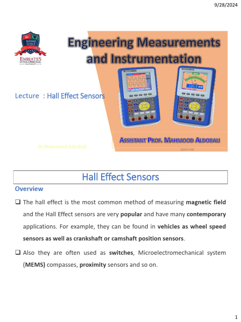 Hall effect sensor Lecture | PDF | Electrical Components | Electronic ...