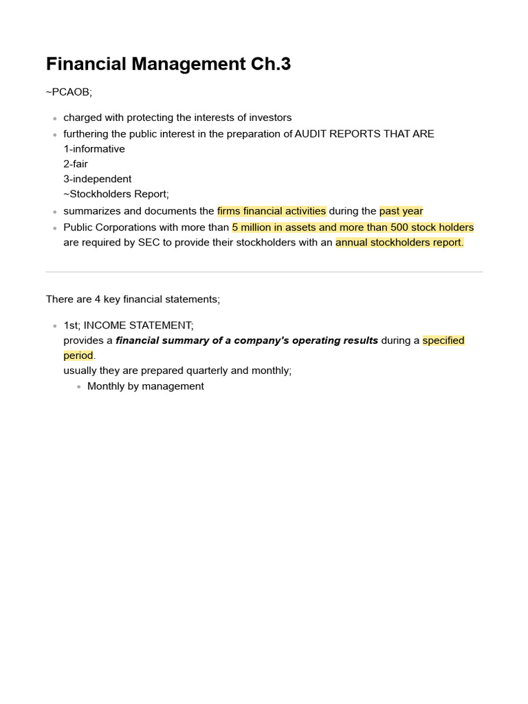 Key Financial Statements Overview | PDF | Equity (Finance) | Retained ...