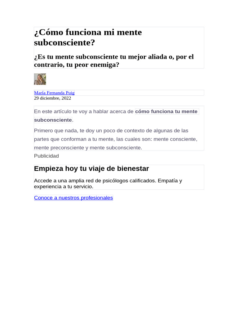 Cómo Funciona Mi Mente Subconsciente | PDF | Mente | Hipnosis