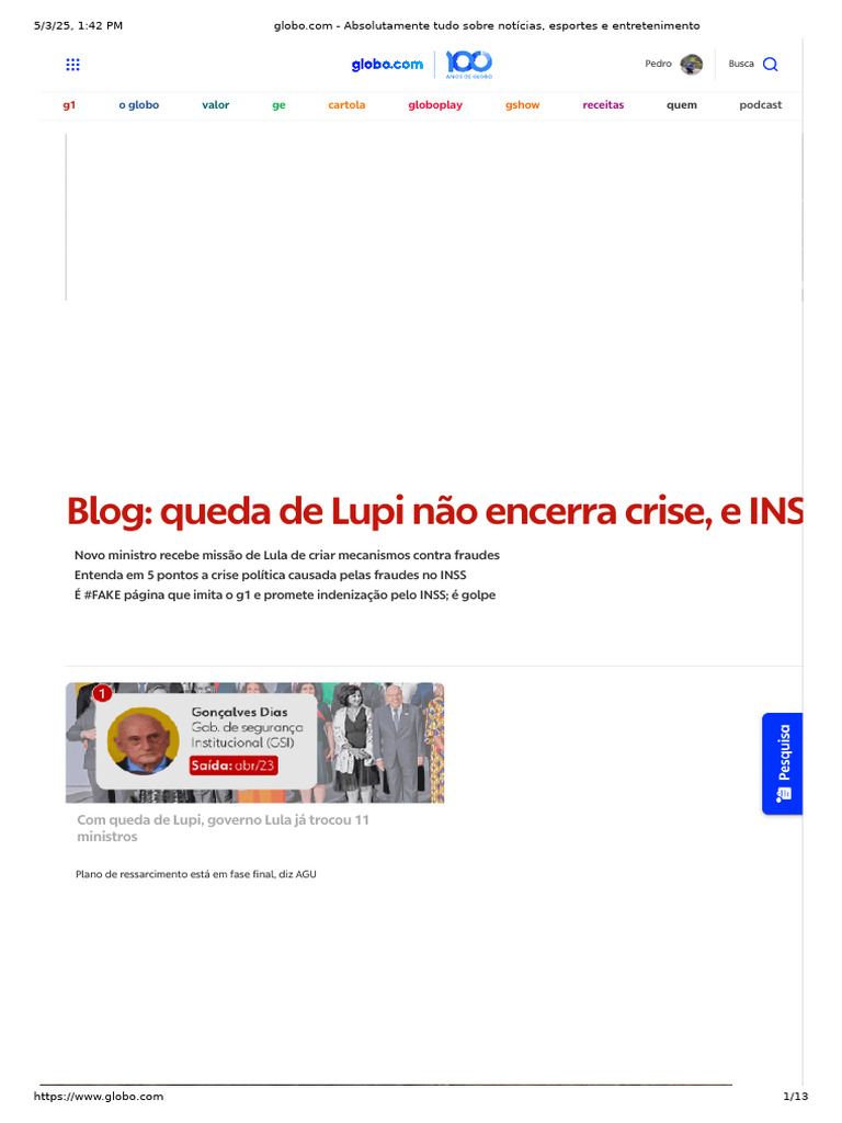 globo.com - Absolutamente tudo sobre notícias, esportes e ...