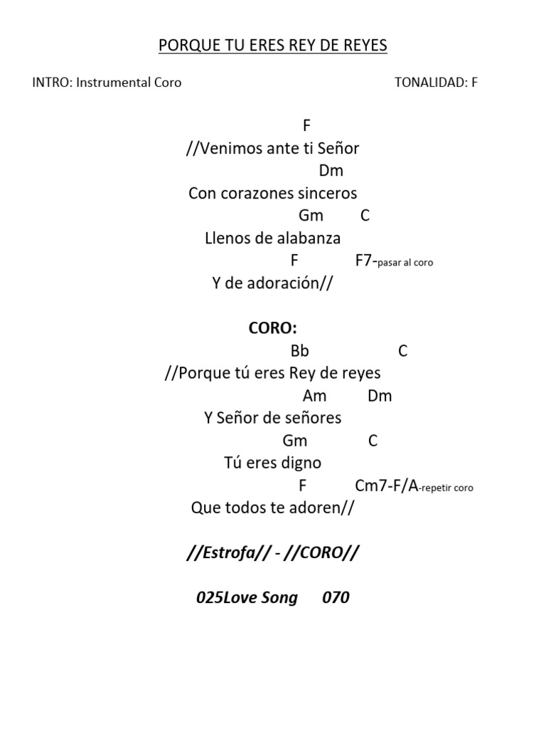 Porque Tú Eres Rey de Reyes | PDF