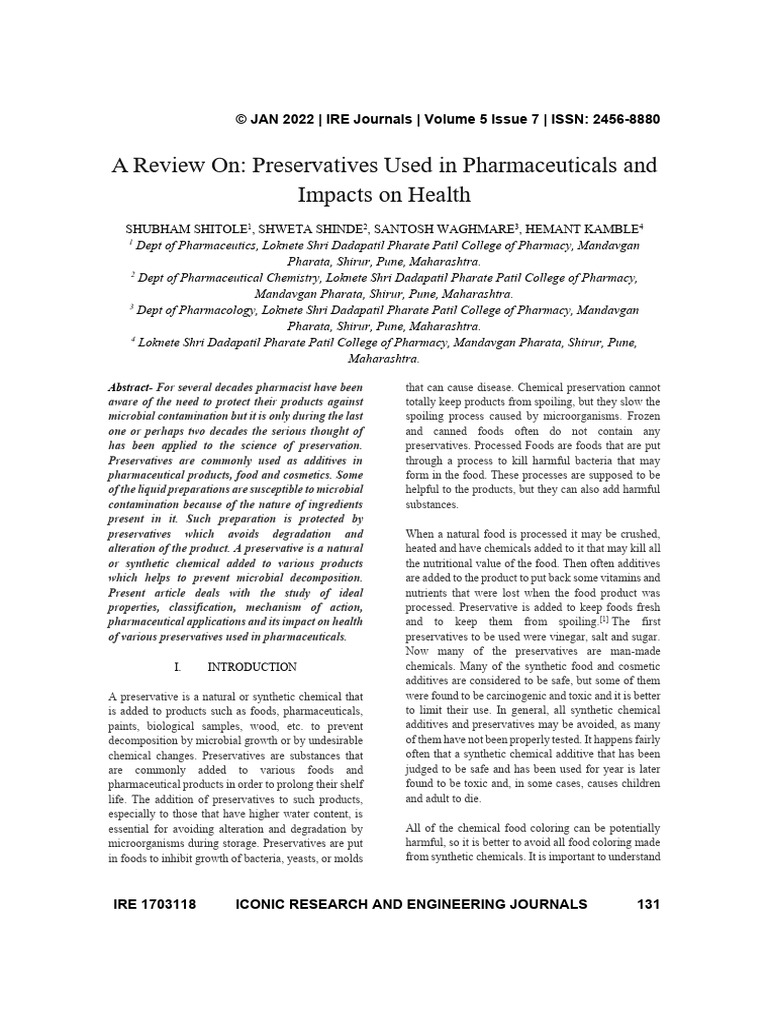 Antimicrobial Preservatives in Pharmaceuticals | PDF | Sodium Chloride ...