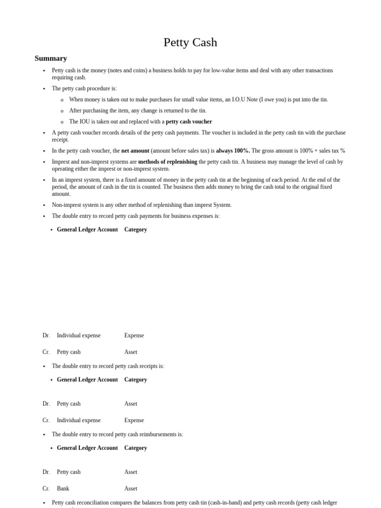 Petty Cash Accounting Procedures | PDF