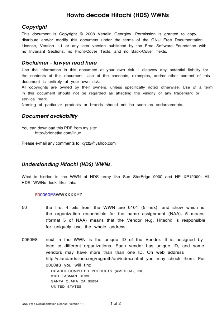 HDS WWN Decoding | PDF