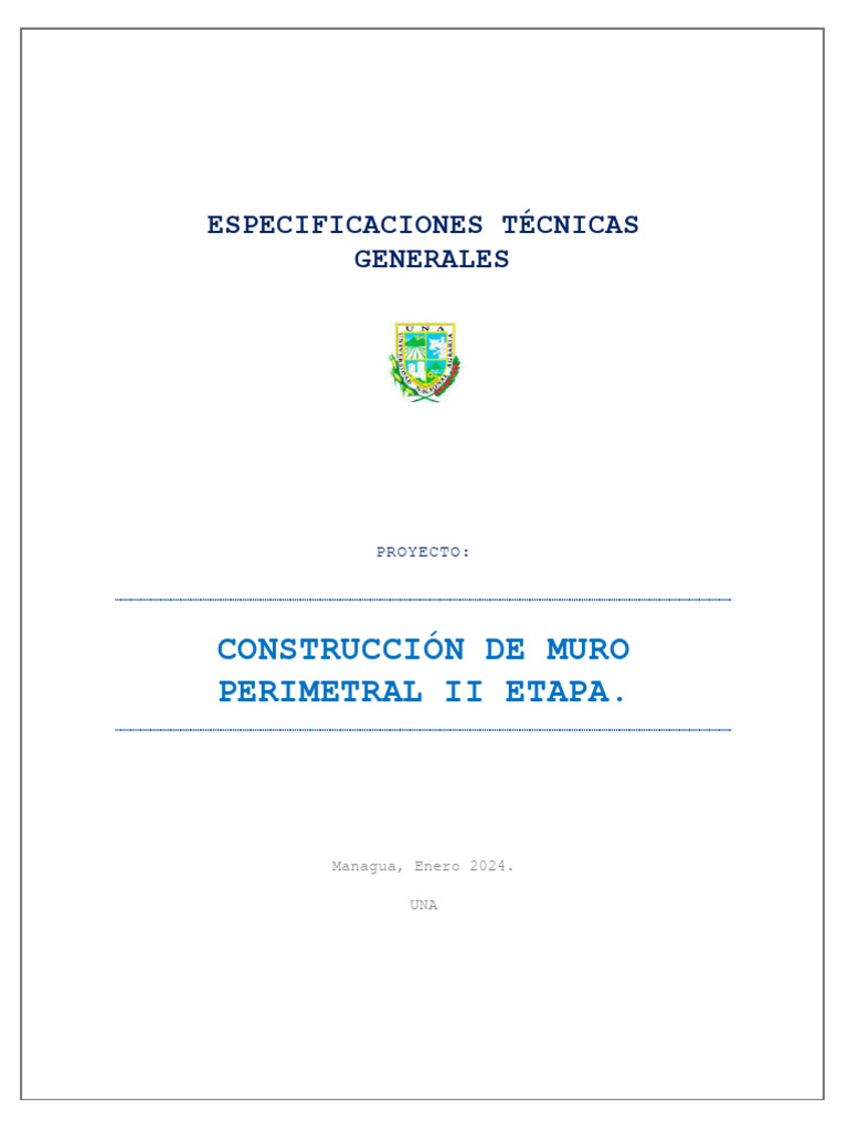 Especificaciones Técnicas Muro Perimetral | PDF | Hormigón | Cemento
