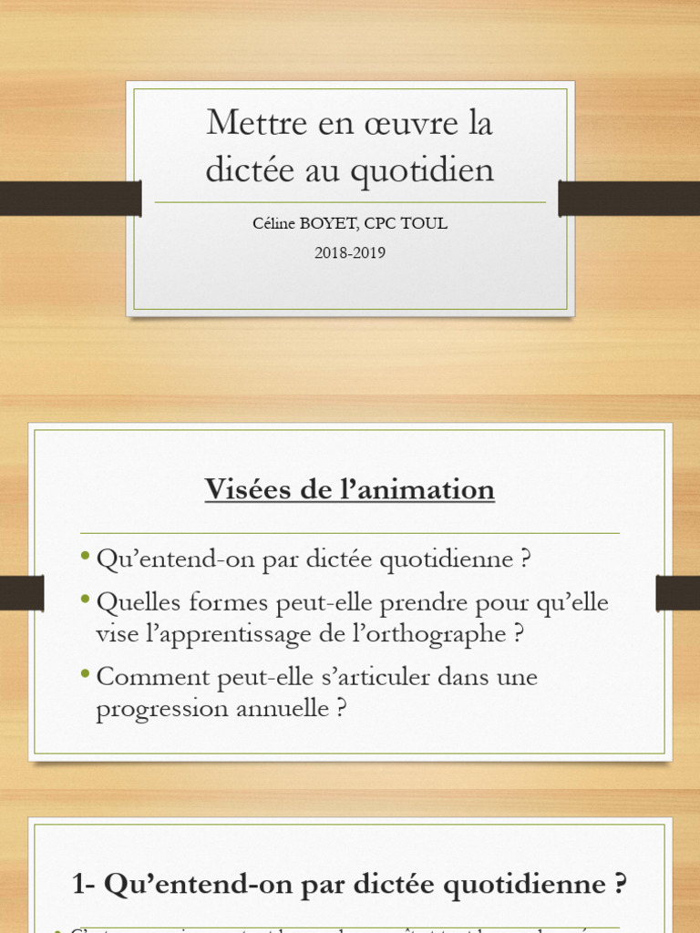 Optimiser la dictée quotidienne en classe | PDF | Verbe | Sujet (Grammaire)