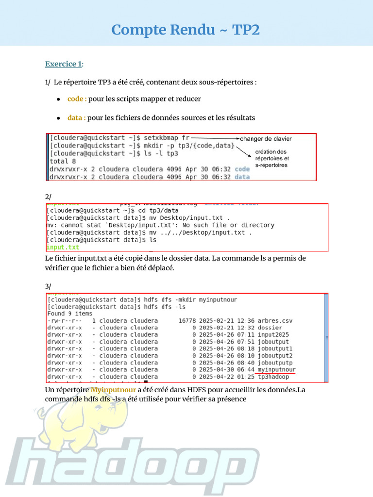 Compte Rendu TP2 : MapReduce et HDFS | PDF | Fichier informatique ...