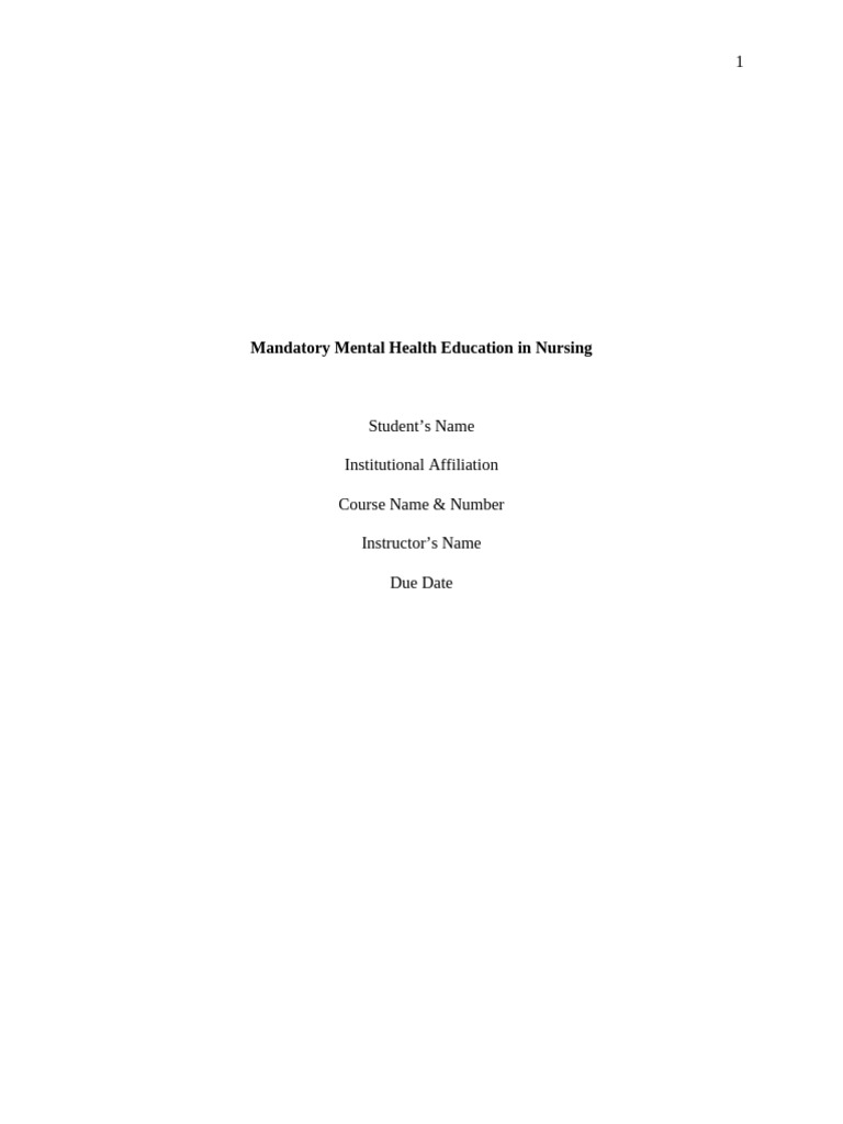 Mandatory Mental Health Education in Nursing | PDF | Mental Health ...
