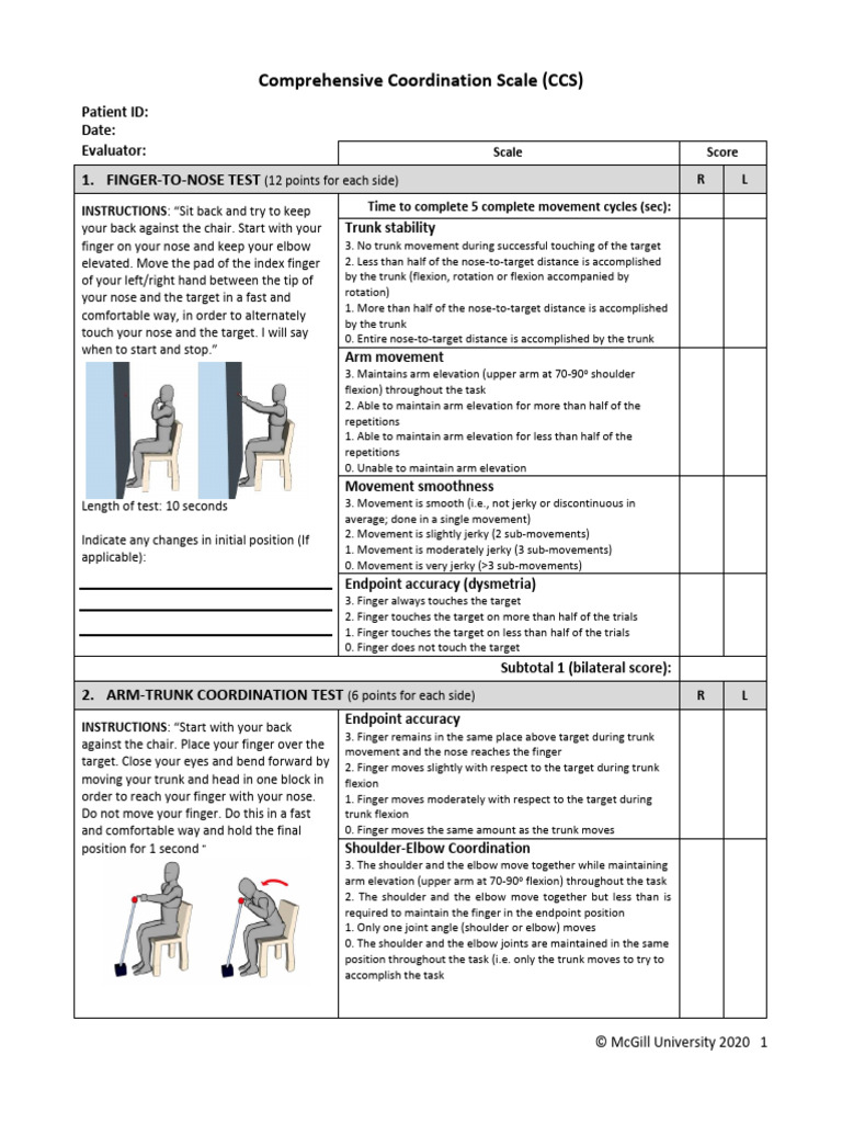 Comprehensive Coordination Scale (CCS) | PDF | Anatomical Terms Of ...