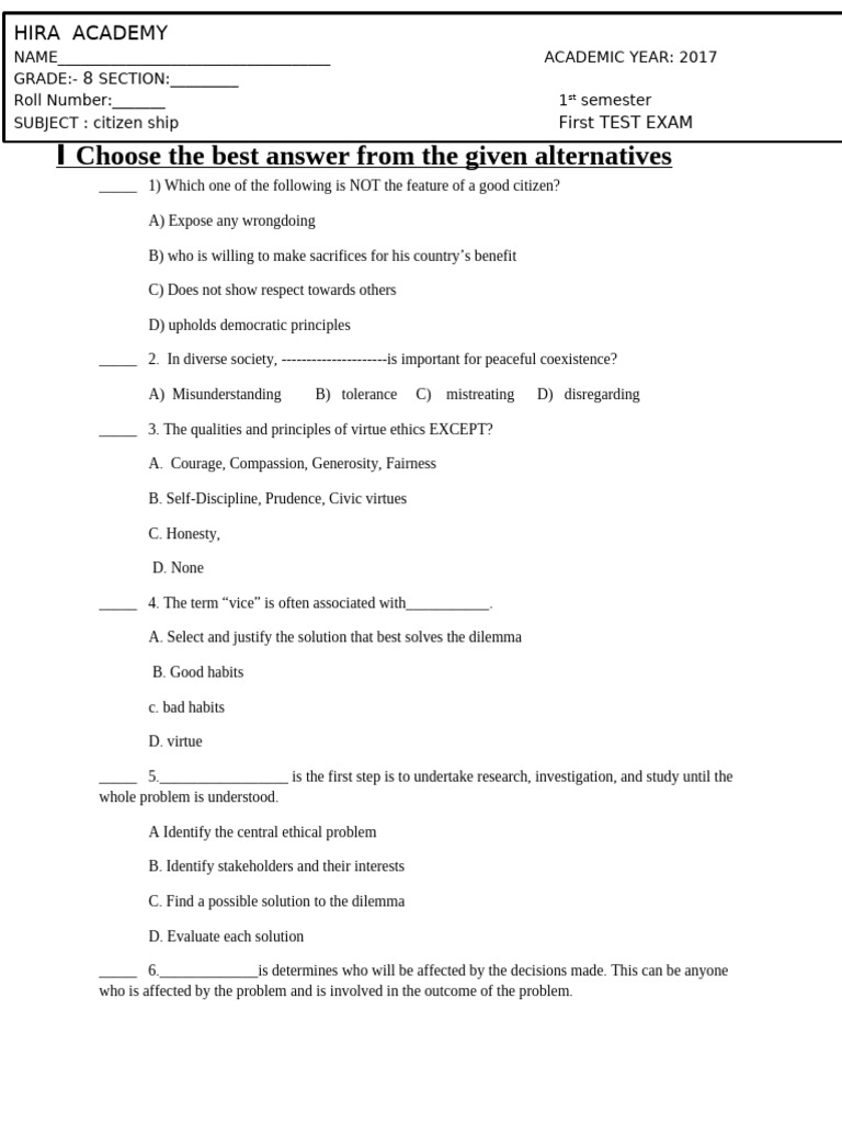 Citizenship Test Questions and Answers | PDF | Courage | Prudence
