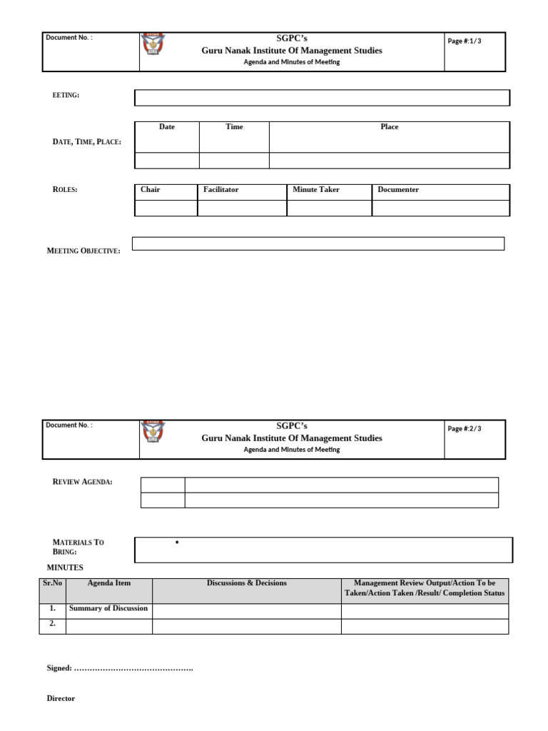 MOM - Format - Criteria | PDF