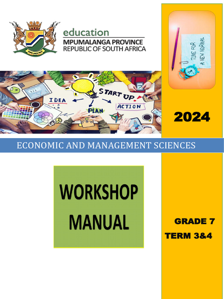 Grade 7 EMS Workshop Manual 2024 | PDF | Entrepreneurship | Lesson Plan