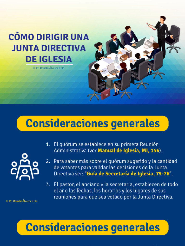 Cómo dirigir una junta Directiva de Iglesia , introducción | PDF