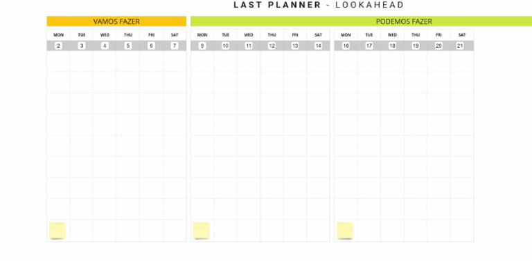 Last Planner Lookahead Template | PDF