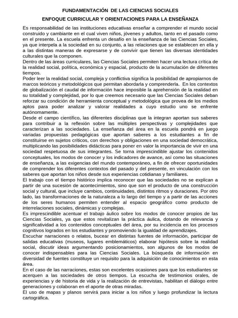 Enseñanza de Ciencias Sociales en Educación | PDF | Enseñando | Sociedad