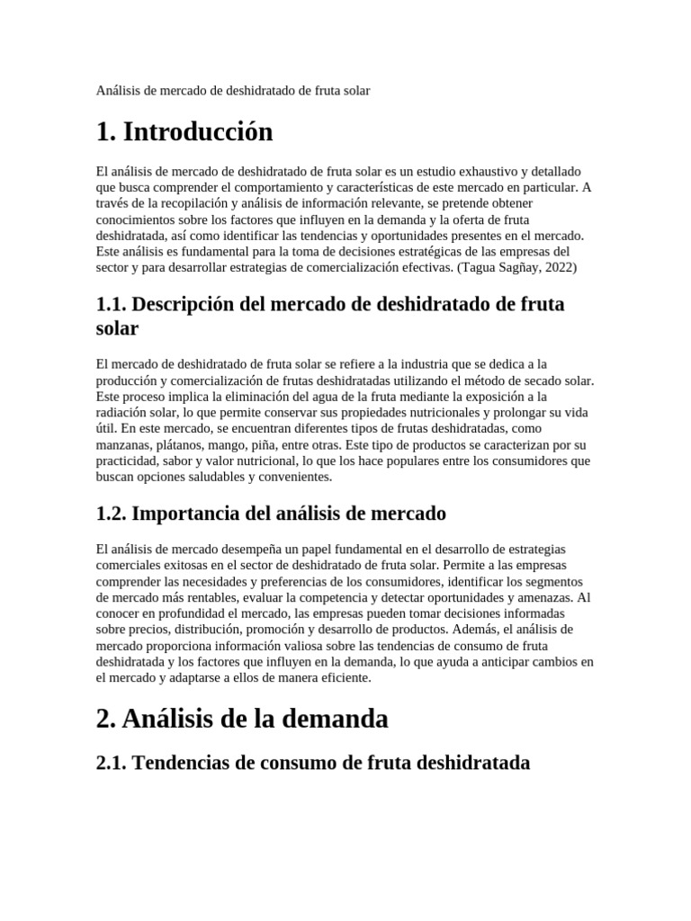 Análisis del mercado de fruta deshidratada solar | PDF | Mercado ...