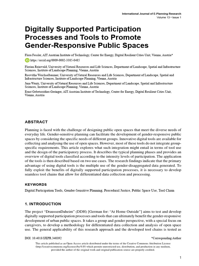 Digitally Supported Participation Processes and Tools To Promote Gender ...