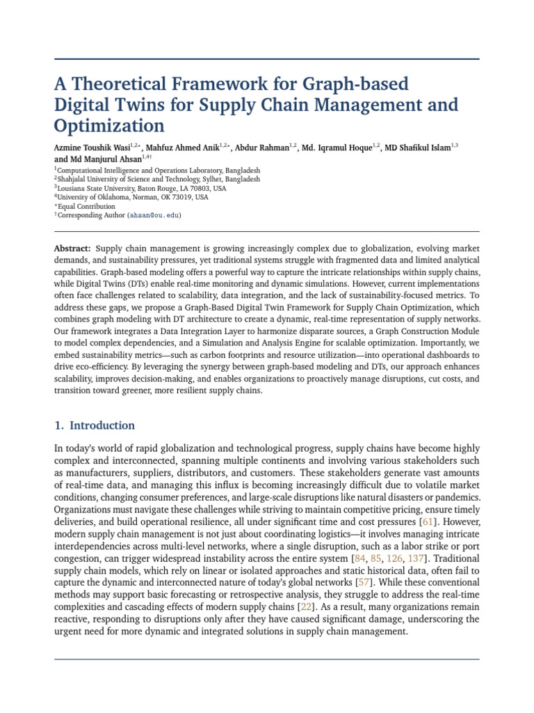 Graph-Based Digital Twins in Supply Chains | PDF | Supply Chain ...