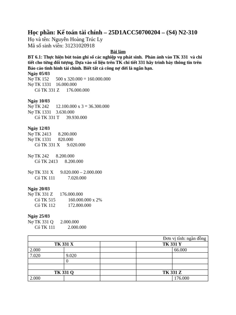 Nguyễn Hoàng Trúc Ly - 31231020918 - BT 6.1 7.4 | PDF
