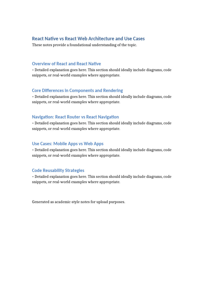 React Native Vs React Web Architecture and Use Cases | PDF