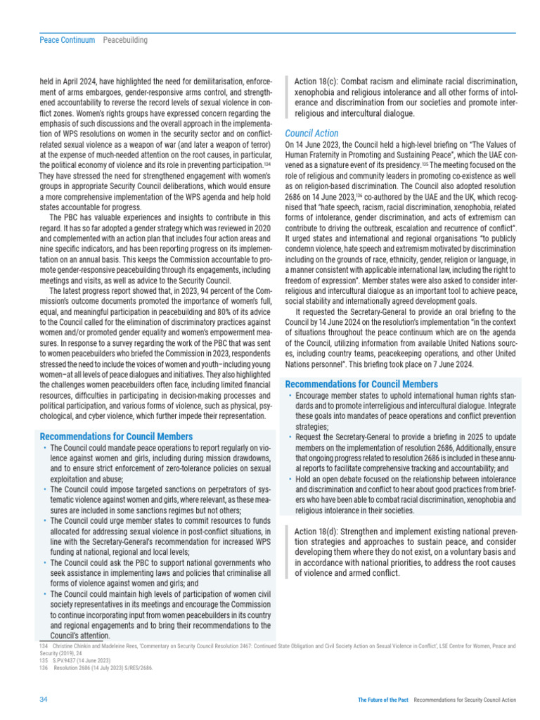 UN Security Council Report - Page34 | PDF | Peacebuilding | Violence