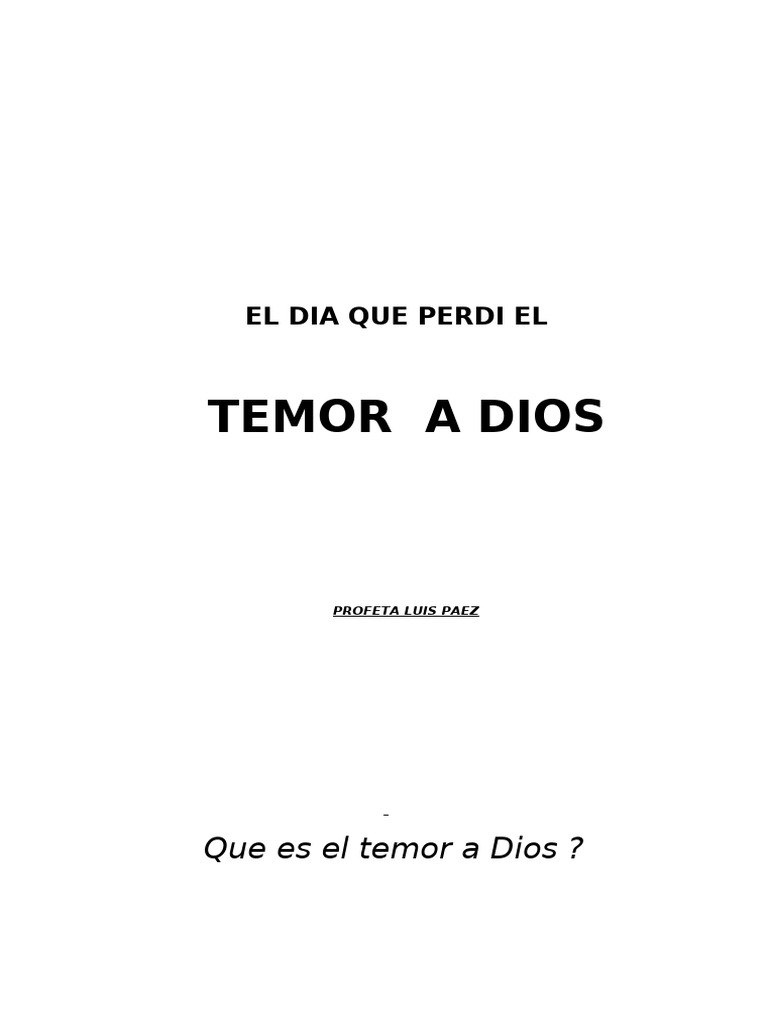 Significado del temor a Dios | PDF | Temor | Pecado