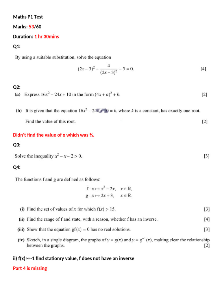 Maths P1 Test Results and Insights | PDF
