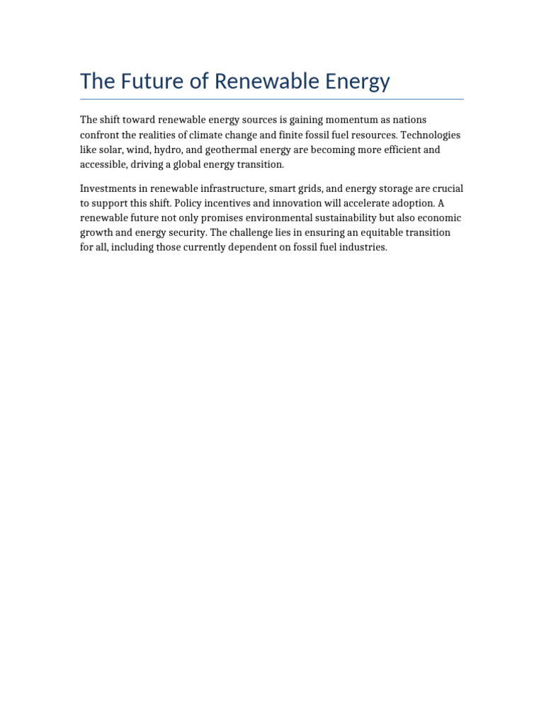 The Future of Renewable Energy - Copy | PDF