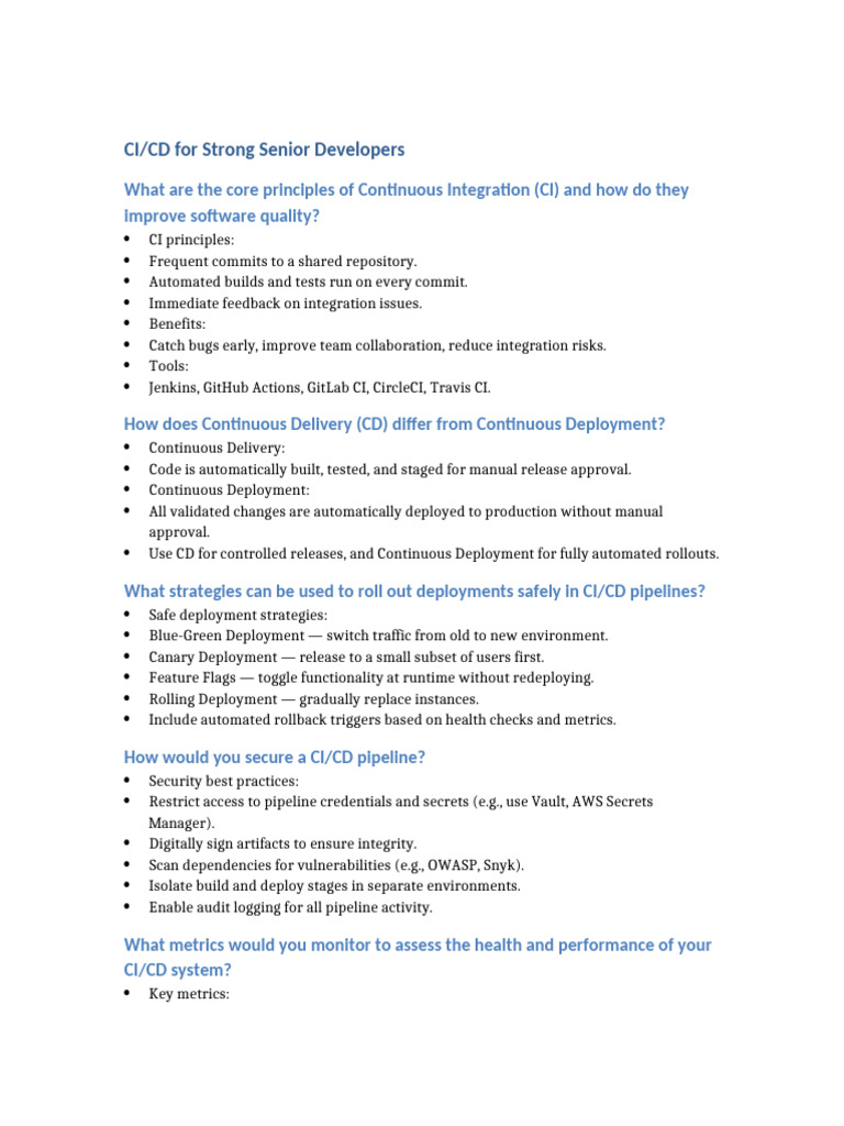 CI CD Interview Problems | PDF