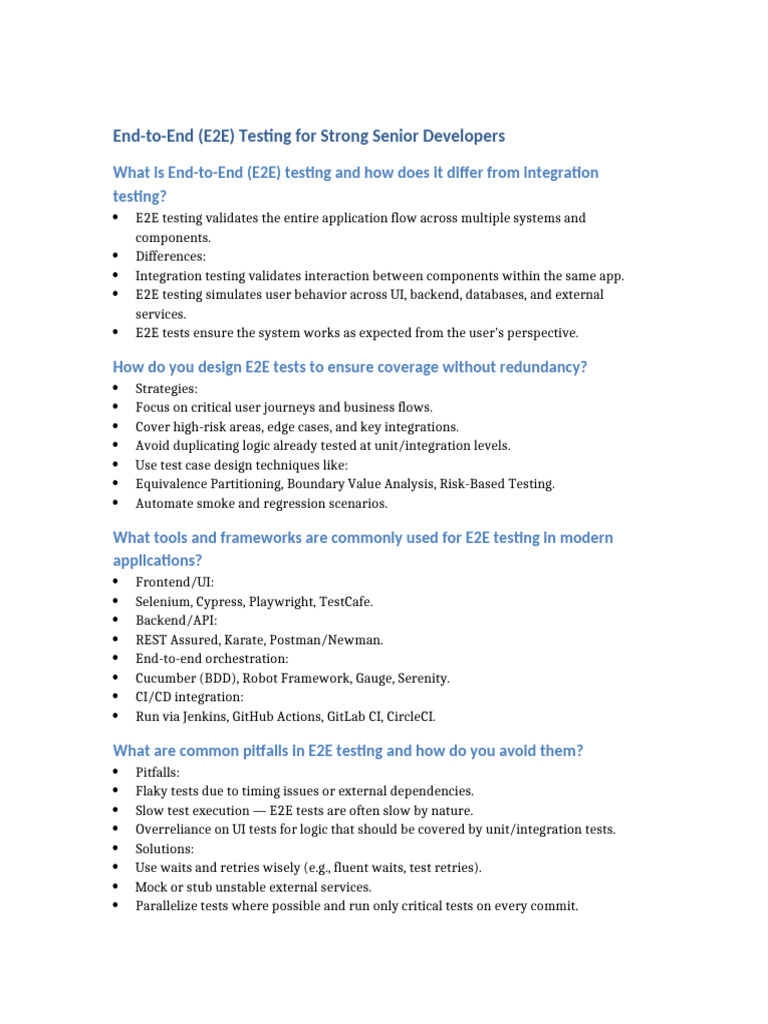 E2E Testing Strategies for Developers | PDF