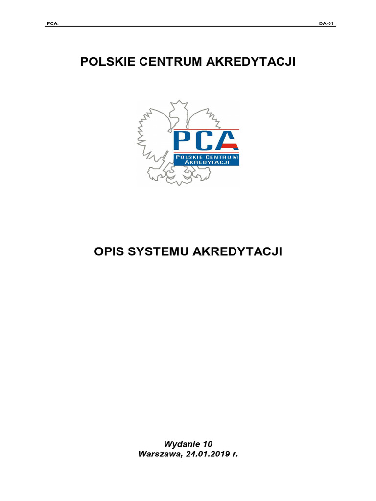 Dokument DA-01 OPIS SYSTEMU AKREDYTACJI | PDF