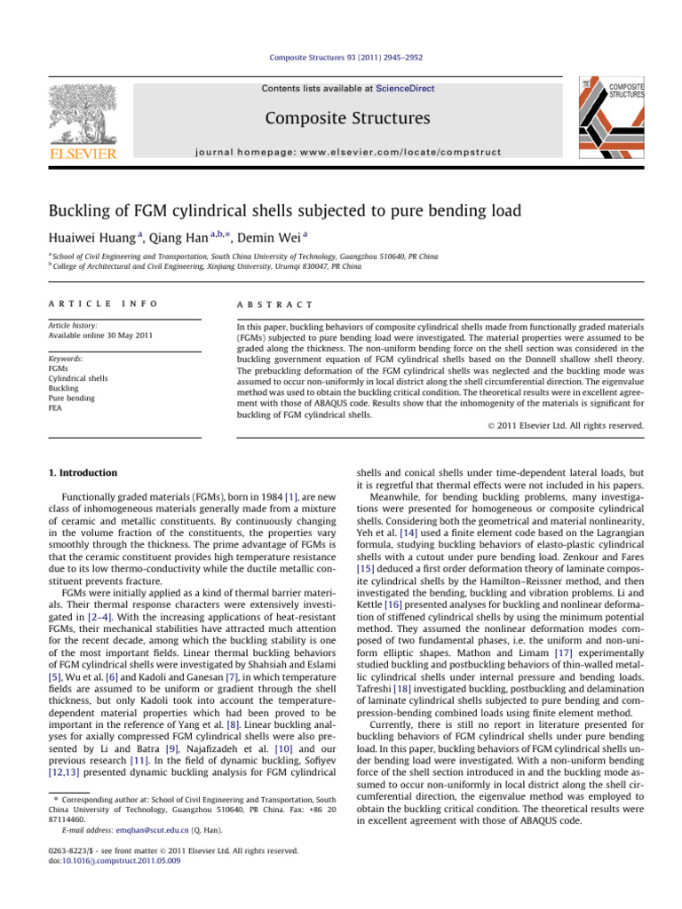 Buckling of FGM Cylindrical Shells | PDF | Buckling | Bending