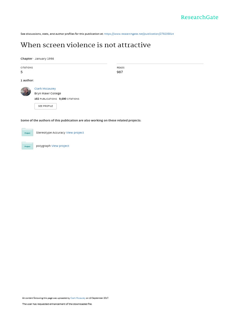 Screen Violence: Unattractive Perspectives | PDF