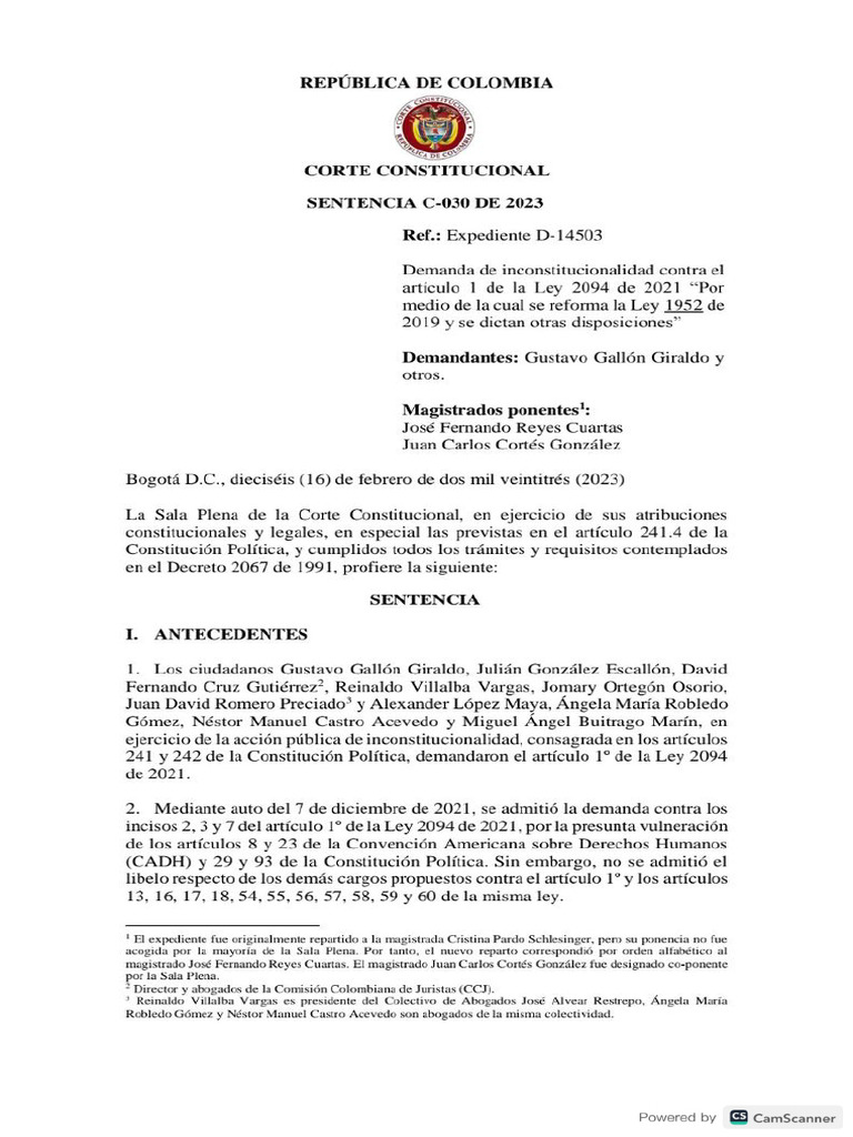 Sentencia C-030 de 2023 SIICOR | PDF