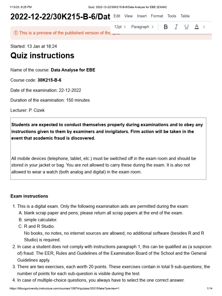 Exam 2022 DataAnalyseEBE | PDF | Regression Analysis | Errors And Residuals