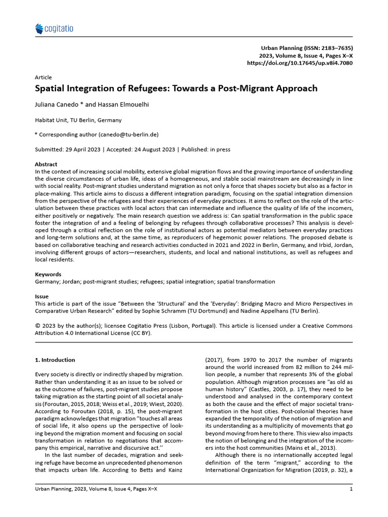Spatial Integration of Refugees Towards | PDF | Refugee | Jordan