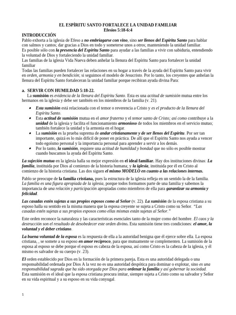 Unidad Familiar a Través del Espíritu Santo | PDF | Amor | Cristo (título)