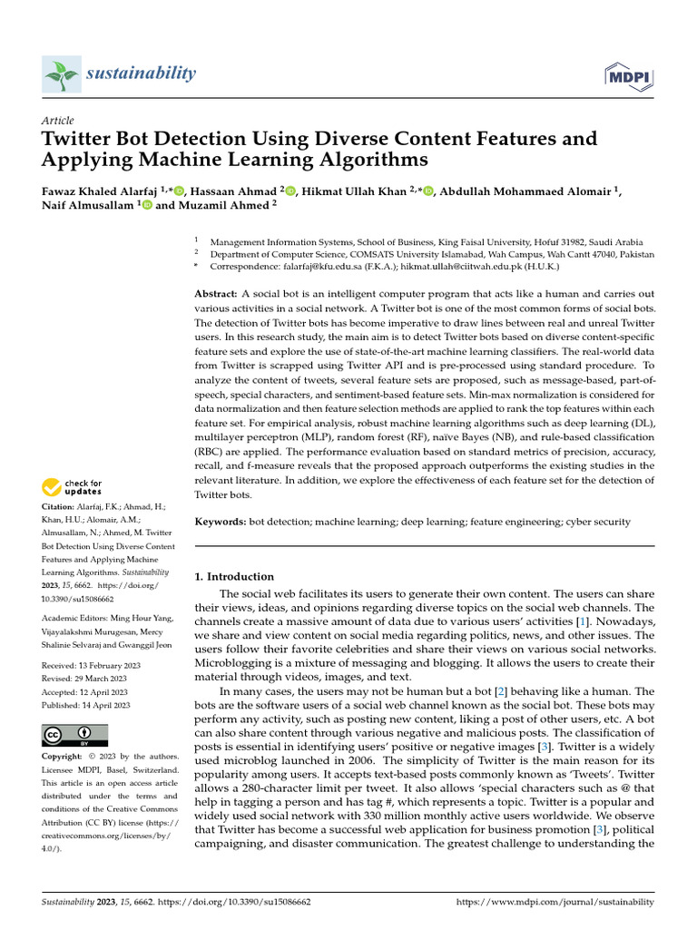 Twitter Bot Detection with Machine Learning | PDF | Internet Bot ...